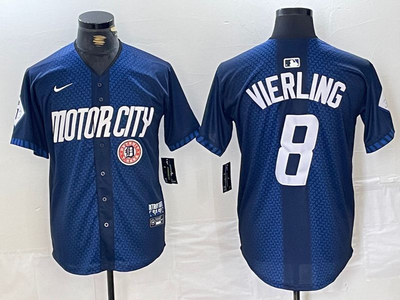 Men Detroit Tigers 8 Vierling Blue City Edition Nike 2024 MLB Jersey style 4
